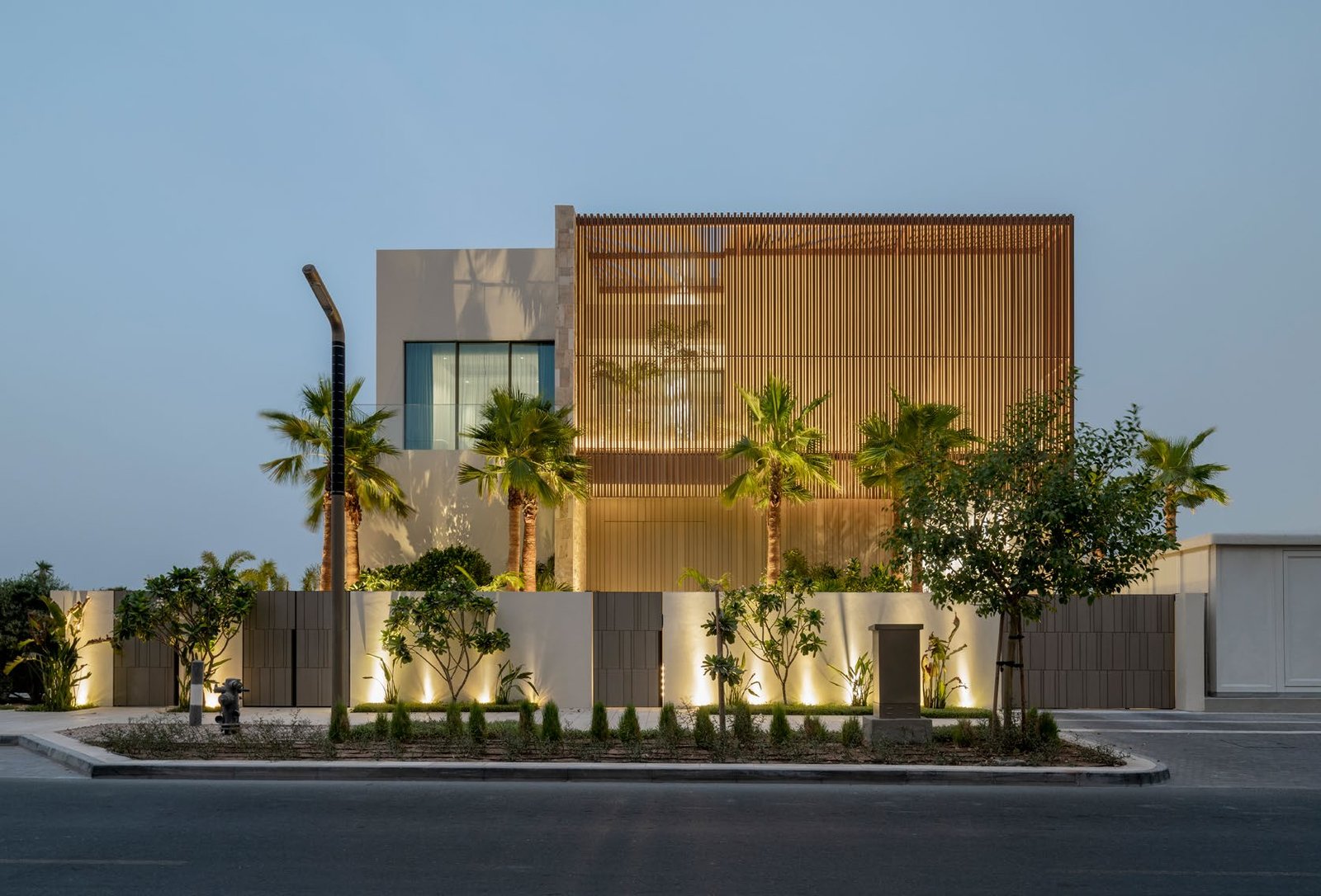 A private villa at dusk